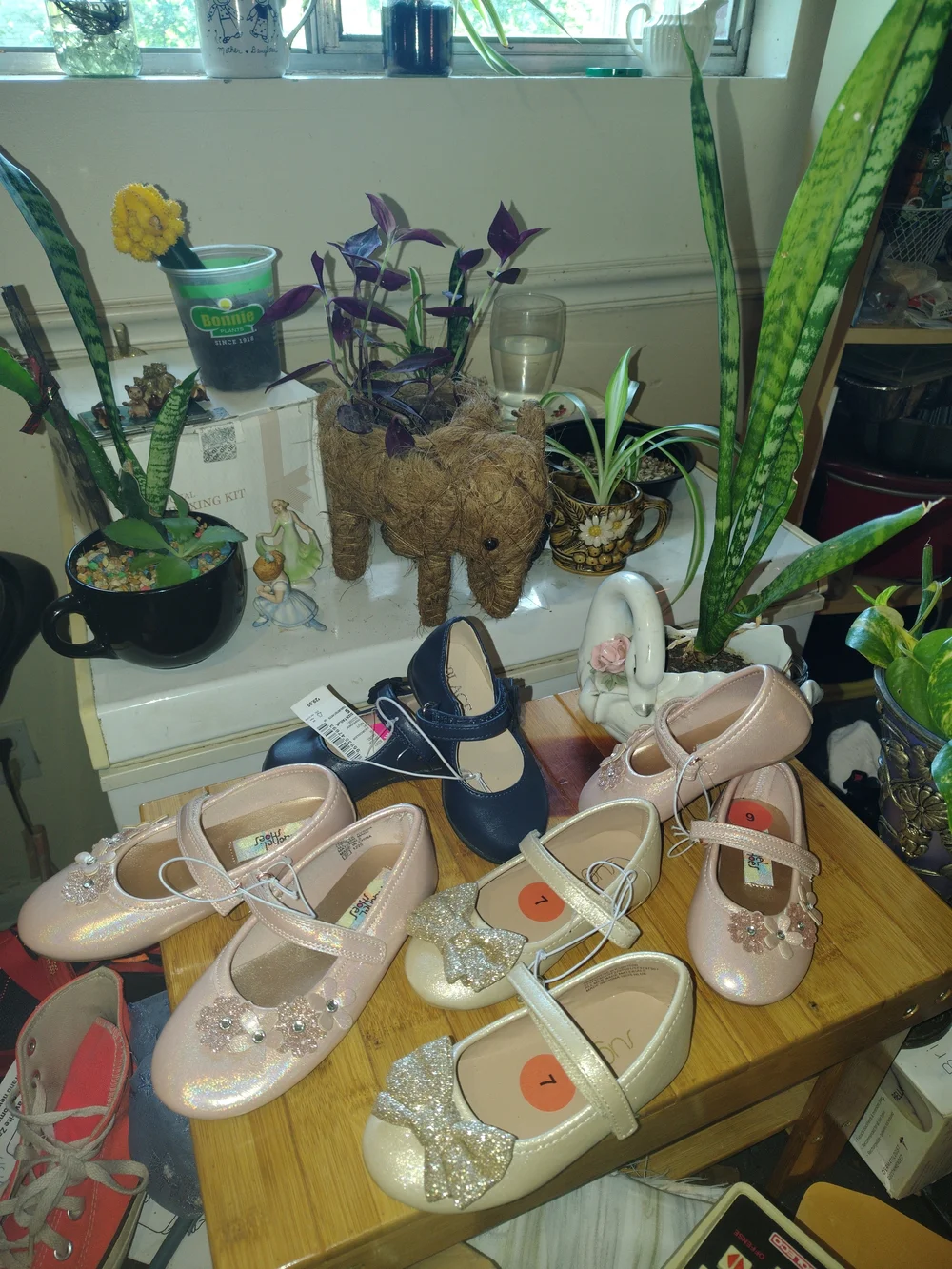 Bulk Lot 4pr New! Kids Mary Jane Shoe - Pink Floral Sparkle Mixed Sz.